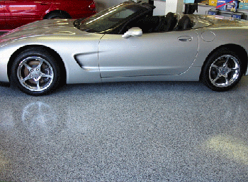 Residential garage floor: epoxy resinous commercial flooring, concrete repair, mastic removal
