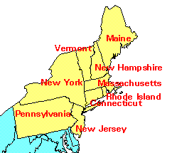 Map of territory served: Conn., Mass., RI, NY, NJ, Penn., NH, VT, ME, DE: Connecticut Painter